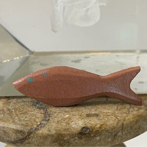 Zuni Style Fish Fetish Bead Drilled Rhodonite Stone Native American Animal Mini
